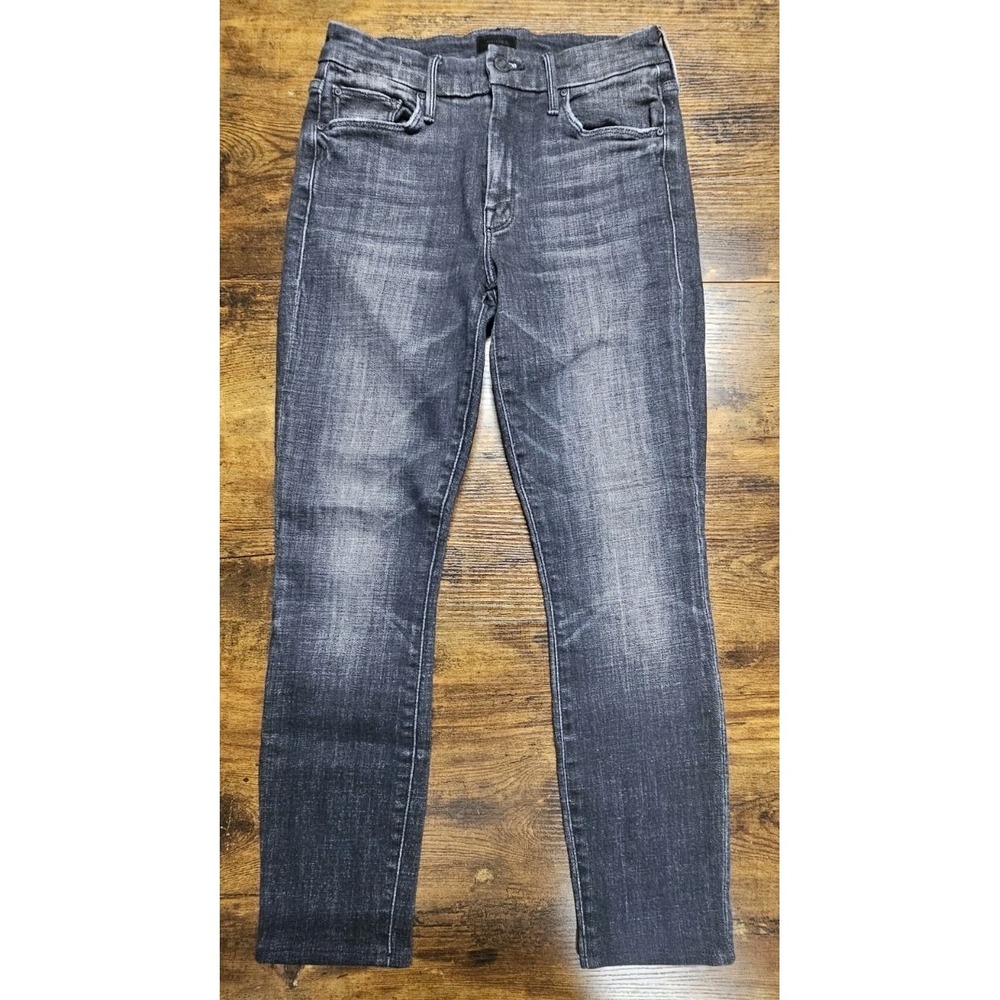 Mother Jeans Size 24 Black Wash The‎ Looker Ankle Fray Stargazer Stretch Denim